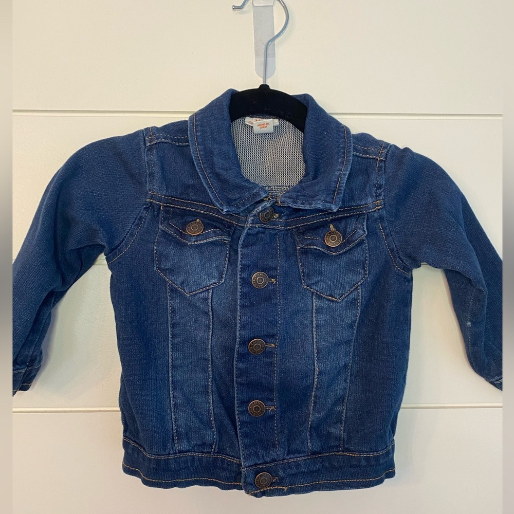 Unisex Toddler Dark Denim Jacket 12M Snap Closure Casual Streetwear Outdoors